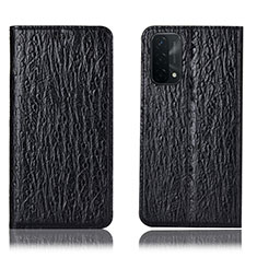 Handytasche Stand Schutzhülle Flip Leder Hülle H18P für Oppo A54 5G Schwarz