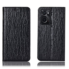 Handytasche Stand Schutzhülle Flip Leder Hülle H18P für Oppo A76 Schwarz