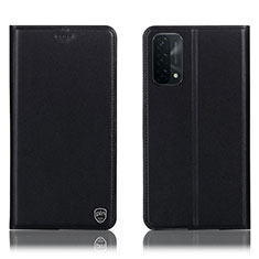 Handytasche Stand Schutzhülle Flip Leder Hülle H21P für Oppo A54 5G Schwarz