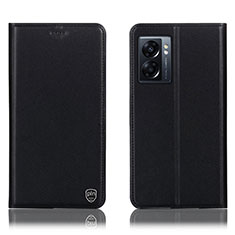 Handytasche Stand Schutzhülle Flip Leder Hülle H21P für Oppo A56S 5G Schwarz