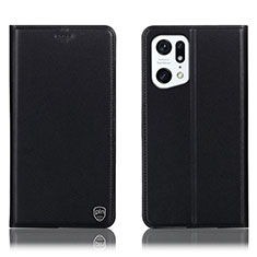 Handytasche Stand Schutzhülle Flip Leder Hülle H21P für Oppo Find X5 5G Schwarz