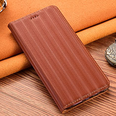 Handytasche Stand Schutzhülle Flip Leder Hülle H23P für Xiaomi Redmi Note 9 Braun