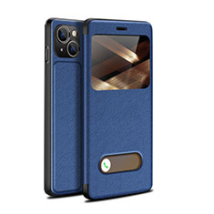 Handytasche Stand Schutzhülle Flip Leder Hülle H24 für Apple iPhone 15 Blau