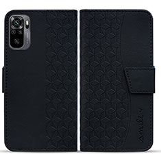 Handytasche Stand Schutzhülle Flip Leder Hülle HF1 für Xiaomi Redmi Note 10 4G Schwarz