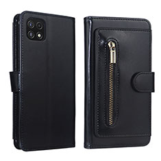 Handytasche Stand Schutzhülle Flip Leder Hülle JDK für Samsung Galaxy A22 5G Schwarz