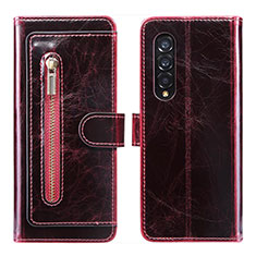 Handytasche Stand Schutzhülle Flip Leder Hülle JDK für Samsung Galaxy Z Fold3 5G Rot