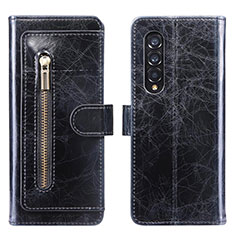 Handytasche Stand Schutzhülle Flip Leder Hülle JDK für Samsung Galaxy Z Fold3 5G Schwarz