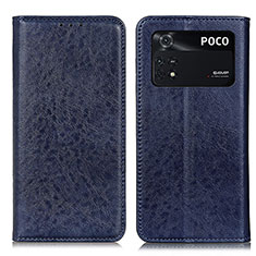 Handytasche Stand Schutzhülle Flip Leder Hülle K01Z für Xiaomi Poco M4 Pro 4G Blau