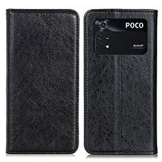 Handytasche Stand Schutzhülle Flip Leder Hülle K01Z für Xiaomi Poco M4 Pro 4G Schwarz