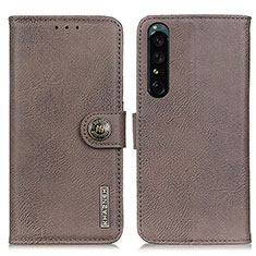 Handytasche Stand Schutzhülle Flip Leder Hülle K02Z für Sony Xperia 1 IV Grau