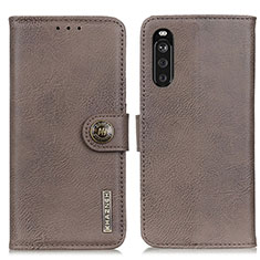 Handytasche Stand Schutzhülle Flip Leder Hülle K02Z für Sony Xperia 10 III Grau