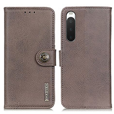 Handytasche Stand Schutzhülle Flip Leder Hülle K02Z für Sony Xperia 10 IV Grau