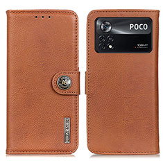 Handytasche Stand Schutzhülle Flip Leder Hülle K02Z für Xiaomi Poco X4 Pro 5G Braun
