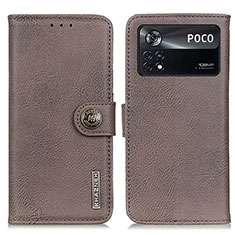 Handytasche Stand Schutzhülle Flip Leder Hülle K02Z für Xiaomi Poco X4 Pro 5G Grau