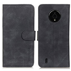 Handytasche Stand Schutzhülle Flip Leder Hülle K03Z für Nokia C200 Schwarz