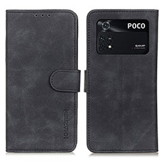 Handytasche Stand Schutzhülle Flip Leder Hülle K03Z für Xiaomi Poco M4 Pro 4G Schwarz