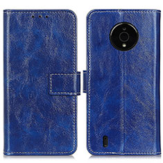 Handytasche Stand Schutzhülle Flip Leder Hülle K04Z für Nokia C200 Blau