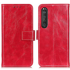 Handytasche Stand Schutzhülle Flip Leder Hülle K04Z für Sony Xperia 1 III Rot