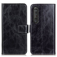 Handytasche Stand Schutzhülle Flip Leder Hülle K04Z für Sony Xperia 1 III Schwarz