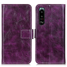 Handytasche Stand Schutzhülle Flip Leder Hülle K04Z für Sony Xperia 5 III Violett