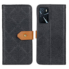 Handytasche Stand Schutzhülle Flip Leder Hülle K05Z für Oppo A16 Schwarz