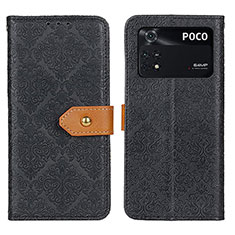 Handytasche Stand Schutzhülle Flip Leder Hülle K05Z für Xiaomi Poco M4 Pro 4G Schwarz