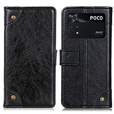 Handytasche Stand Schutzhülle Flip Leder Hülle K06Z für Xiaomi Poco M4 Pro 4G Schwarz