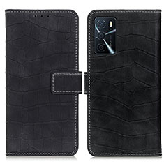 Handytasche Stand Schutzhülle Flip Leder Hülle K07Z für Oppo A16 Schwarz