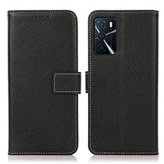 Handytasche Stand Schutzhülle Flip Leder Hülle K08Z für Oppo A54s Schwarz