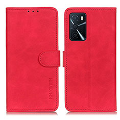 Handytasche Stand Schutzhülle Flip Leder Hülle K09Z für Oppo A16 Rot