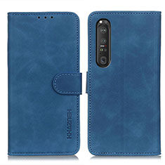 Handytasche Stand Schutzhülle Flip Leder Hülle K09Z für Sony Xperia 1 III Blau