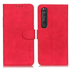 Handytasche Stand Schutzhülle Flip Leder Hülle K09Z für Sony Xperia 1 III Rot