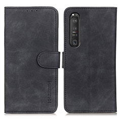 Handytasche Stand Schutzhülle Flip Leder Hülle K09Z für Sony Xperia 1 III Schwarz