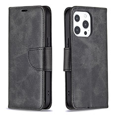 Handytasche Stand Schutzhülle Flip Leder Hülle L01 für Apple iPhone 13 Pro Schwarz