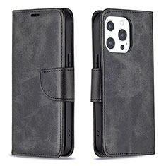 Handytasche Stand Schutzhülle Flip Leder Hülle L01 für Apple iPhone 15 Pro Max Schwarz