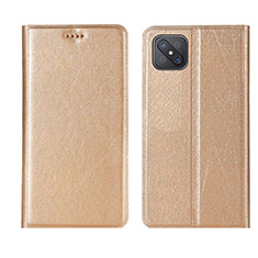 Handytasche Stand Schutzhülle Flip Leder Hülle L01 für Oppo A92s 5G Gold