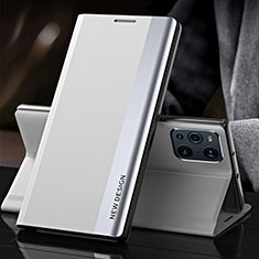 Handytasche Stand Schutzhülle Flip Leder Hülle L01 für Oppo Find X3 5G Weiß