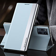 Handytasche Stand Schutzhülle Flip Leder Hülle L01 für Oppo Find X3 Pro 5G Hellblau