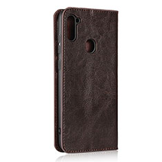 Handytasche Stand Schutzhülle Flip Leder Hülle L01 für Samsung Galaxy A11 Braun