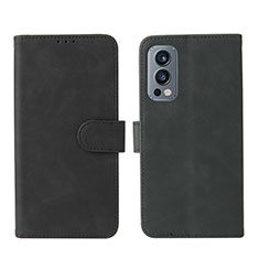 Handytasche Stand Schutzhülle Flip Leder Hülle L01Z für OnePlus Nord 2 5G Schwarz