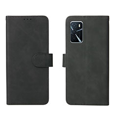 Handytasche Stand Schutzhülle Flip Leder Hülle L01Z für Oppo A16 Schwarz