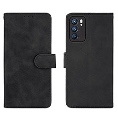 Handytasche Stand Schutzhülle Flip Leder Hülle L01Z für Oppo Reno6 5G Schwarz