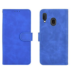 Handytasche Stand Schutzhülle Flip Leder Hülle L01Z für Samsung Galaxy A20 Blau
