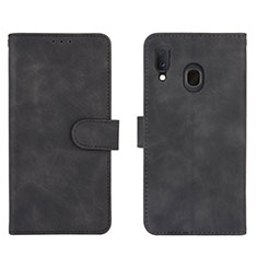 Handytasche Stand Schutzhülle Flip Leder Hülle L01Z für Samsung Galaxy A20 Schwarz