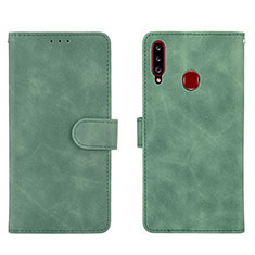 Handytasche Stand Schutzhülle Flip Leder Hülle L01Z für Samsung Galaxy A20s Grün