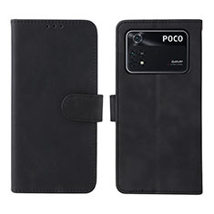 Handytasche Stand Schutzhülle Flip Leder Hülle L01Z für Xiaomi Poco M4 Pro 4G Schwarz