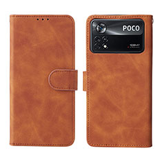 Handytasche Stand Schutzhülle Flip Leder Hülle L01Z für Xiaomi Poco X4 Pro 5G Braun
