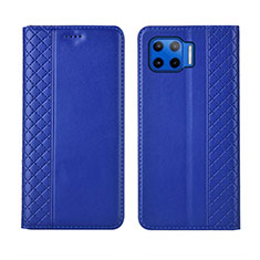 Handytasche Stand Schutzhülle Flip Leder Hülle L02 für Motorola Moto G 5G Plus Blau