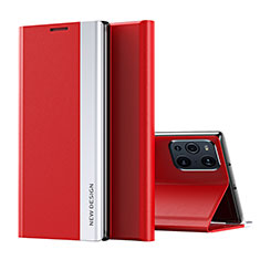 Handytasche Stand Schutzhülle Flip Leder Hülle L02 für Oppo Find X3 5G Rot