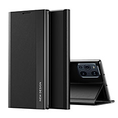 Handytasche Stand Schutzhülle Flip Leder Hülle L02 für Oppo Find X3 5G Schwarz